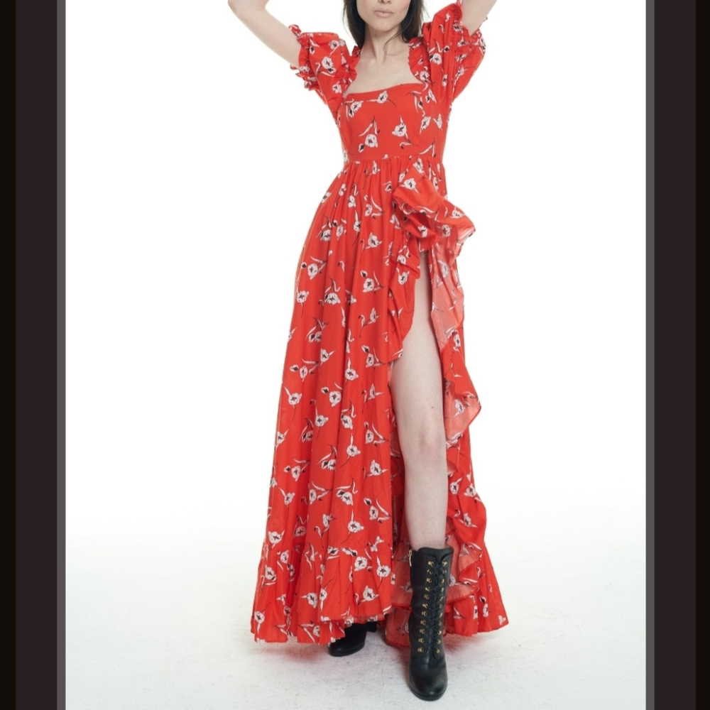 Selkie Red Sweet Caroline Ruffle Gown
